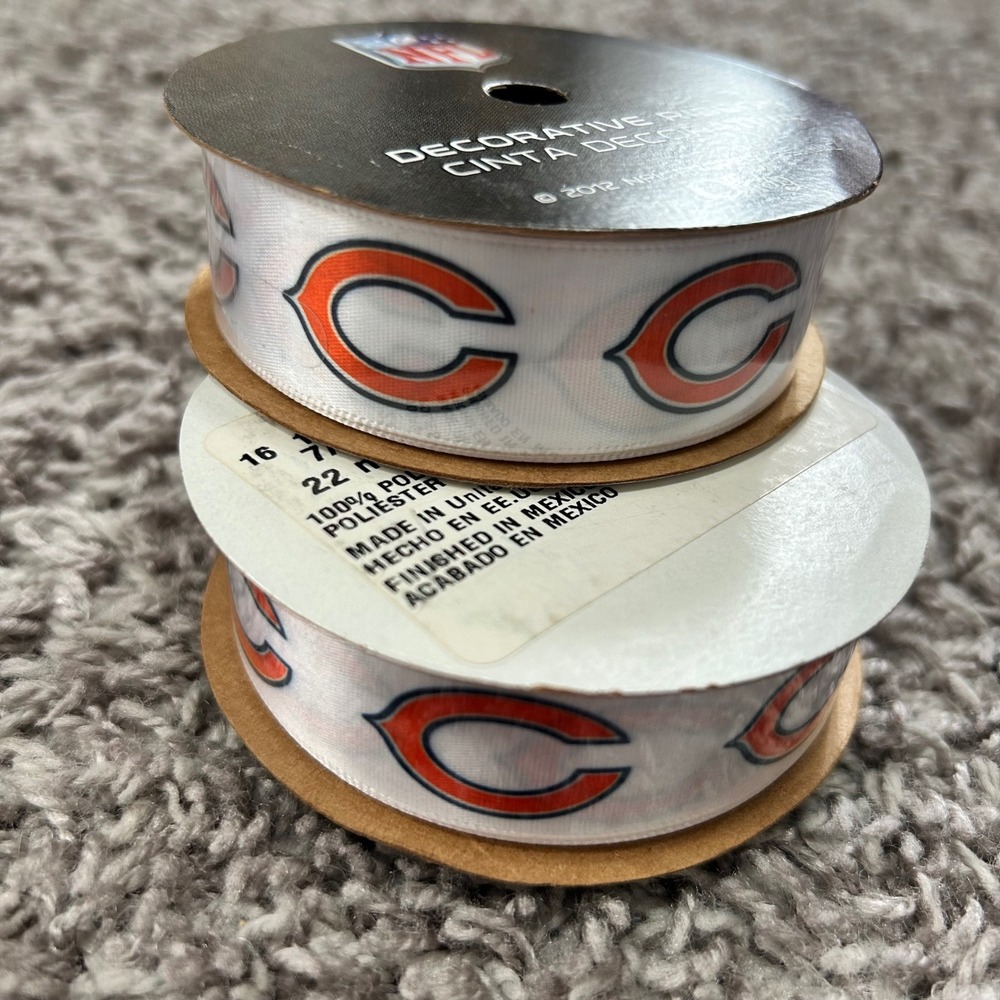 Chicago Bears NFL Decorative Ribbon Offray‎ 7/8 Inch 9 Feet 2 Spools White Logo